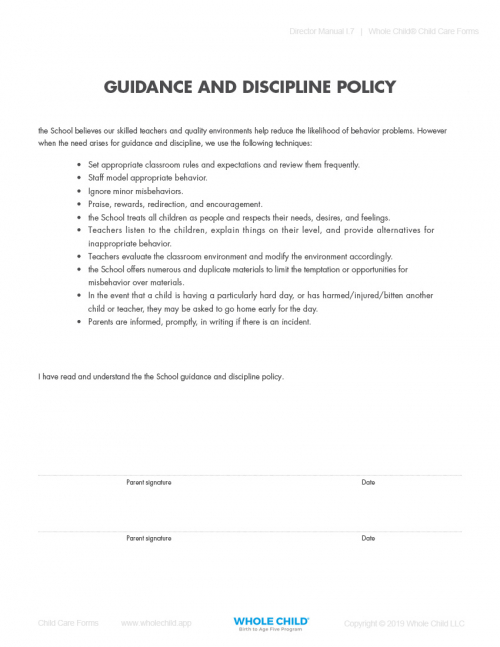 Guidance and Discipline Policy